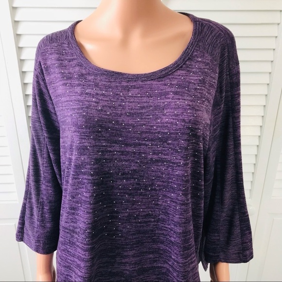 2/$50 REBECCA MALONE Plus Size Purple Studded Sweater Size 1X - Picture 2 of 8